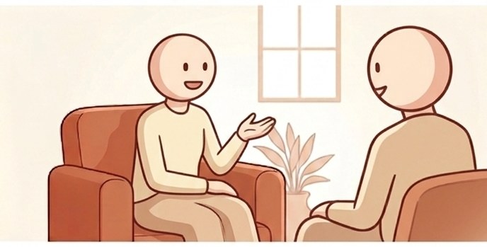 Écoute active entre Yasmina EL ARKOUBI et un adulte, illustration